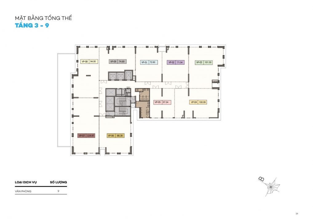 Mặt bằng tầng 3-9