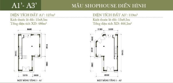 Mặt bằng shophouse A1'-A3'