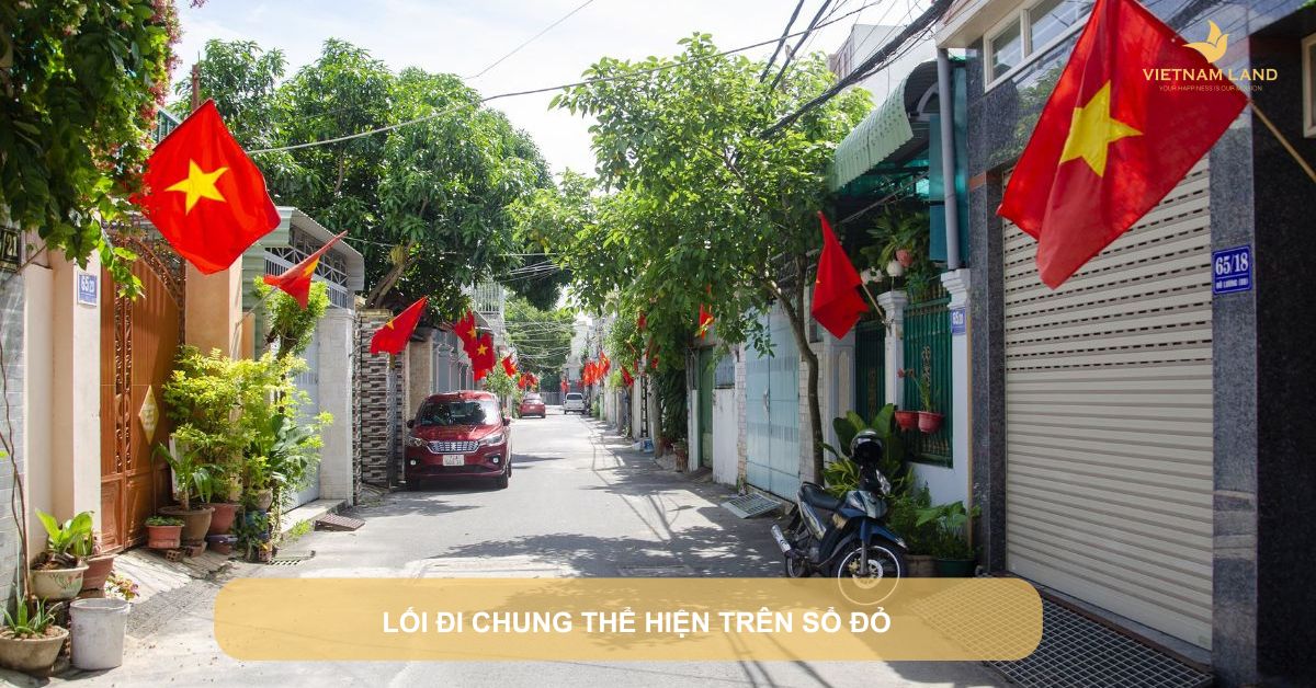 lối đi chung thể hiện trên sổ đỏ