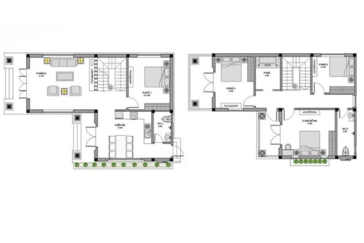 thiết kế nhà chữ l 2 tầng 10