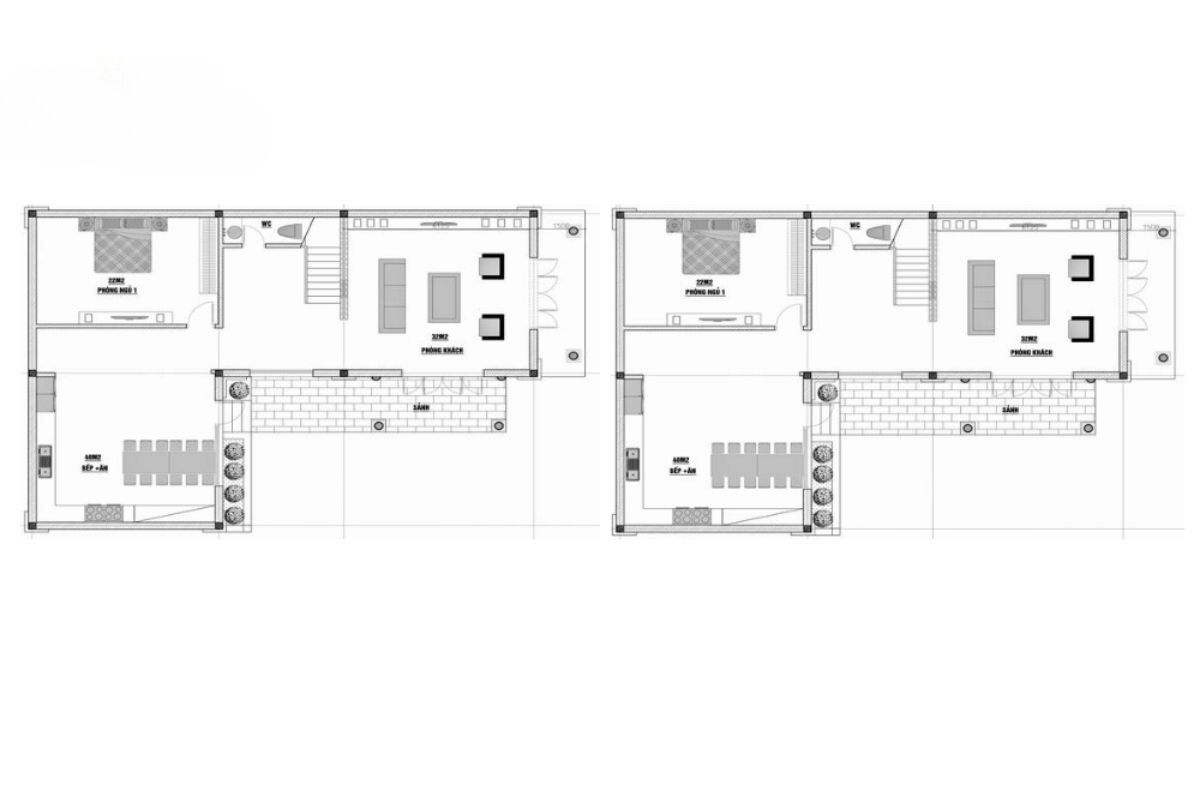 thiết kế nhà chữ l 2 tầng 2