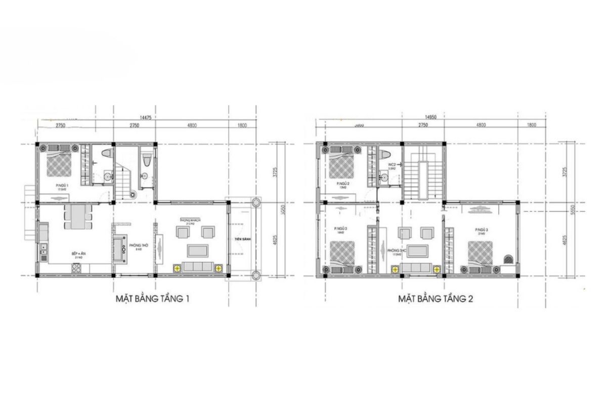 thiết kế nhà chữ l 2 tầng 5